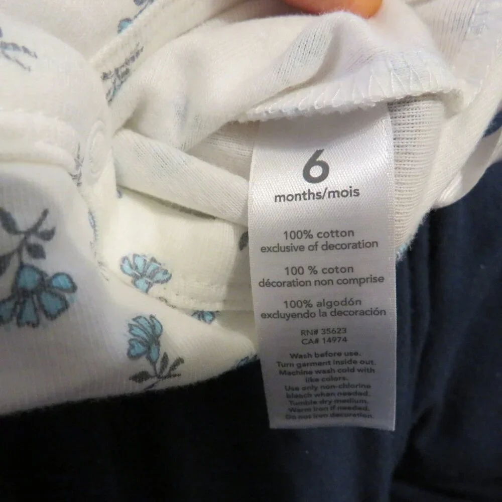Baby Floral Blue Bodysuit Carters 100% cotton 6mts
